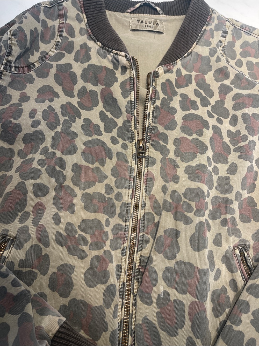 Aritzia Leopard Print Bomber Jacket Y2K
